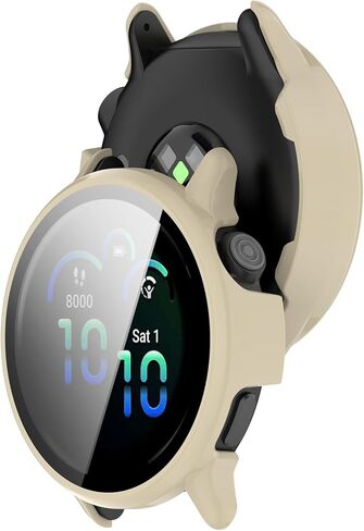 Compatible with Garmin Vivoactive 6 Case, All-Around PC Cover + HD Tempered Glass Screen Protector for Garmin Vivoactive6 Smart Watch Accessories (Clear+Black+Blue+Silver+Green) in Kuwait