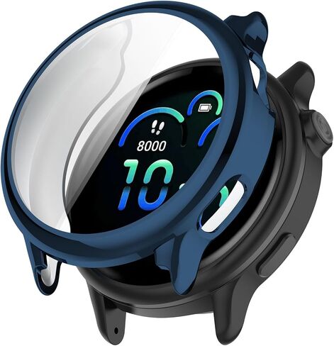 Fitturn for Garmin Vivoactive 6 Case ، 3 عبوات معدنية اللون المعدني لينة TPU كاملة حول غطاء محامي شاشة الاستبدال باستباك الشاشة من أجل Vivoactive 6 Watch (واضحة ، أسود ، أزرق) in Kuwait