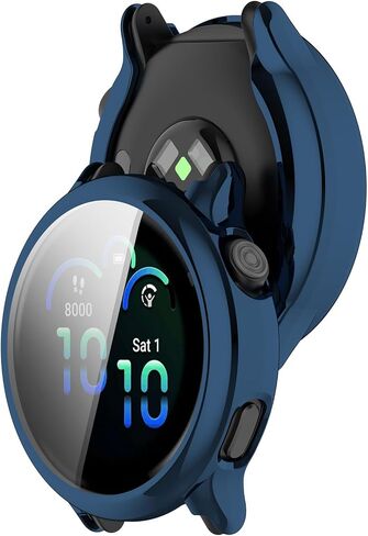 Fitturn for Garmin Vivoactive 6 Case ، 3 عبوات معدنية اللون المعدني لينة TPU كاملة حول غطاء محامي شاشة الاستبدال باستباك الشاشة من أجل Vivoactive 6 Watch (واضحة ، أسود ، أزرق) in Kuwait