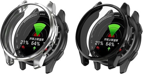 Cases for Garmin Approach S50 with Screen Protector, 2 Pack Flexible TPU Shockproof Scratch Proof Cover Case for Garmin Approach S50 (Black/Sliver) in Saudi Arabia