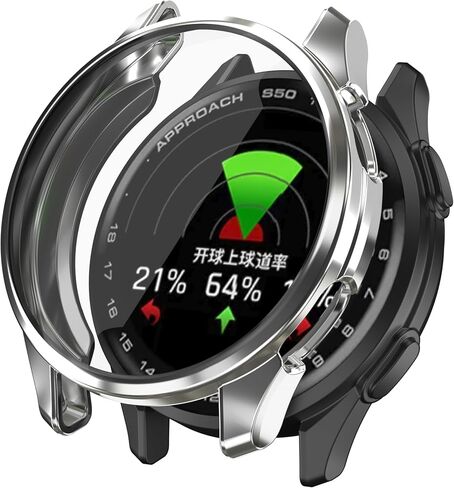 Cases for Garmin Approach S50 with Screen Protector, 2 Pack Flexible TPU Shockproof Scratch Proof Cover Case for Garmin Approach S50 (Black/Sliver) in Saudi Arabia