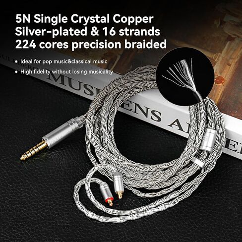 KBEAR ST24 Plus 2M 2PIN IEM Cable in Ear Monitor Cable with 3.5mm Silver-Plated Plug for KZ ZS10PRO/Castor/EDX PRO/ZSN PRO X/ZAR/AS24/ES4/ZAS/AS16,CCA CRA/C10/C12 (3.5MM, Silver, 2 PIN) in Kuwait