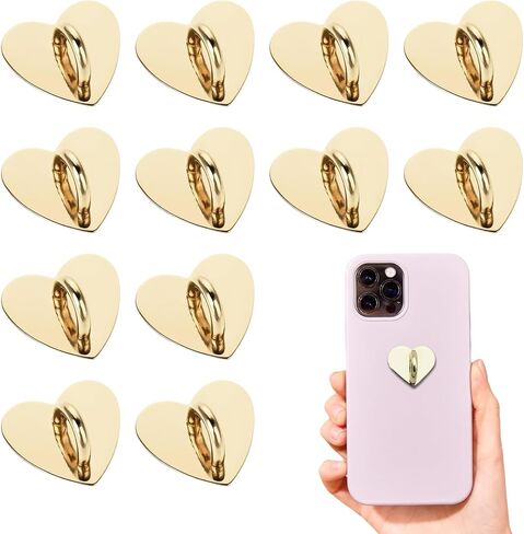 12 PCS HOOK HOOK على شكل قلب على شكل قلب لاصق لاصق معدني هوك-سلسلة مفاتيح الخطاف السطحية طلاء القلب حامل الهاتف الخليوي مناسب لحالة الهاتف الخليوي الملحقات DIY (الذهب) in Kuwait
