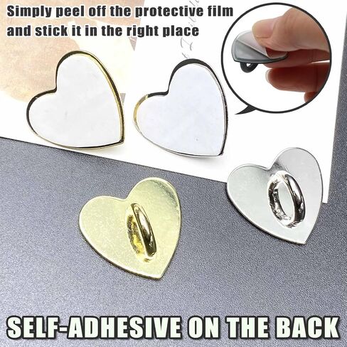 12 PCS HOOK HOOK على شكل قلب على شكل قلب لاصق لاصق معدني هوك-سلسلة مفاتيح الخطاف السطحية طلاء القلب حامل الهاتف الخليوي مناسب لحالة الهاتف الخليوي الملحقات DIY (الذهب) in Kuwait