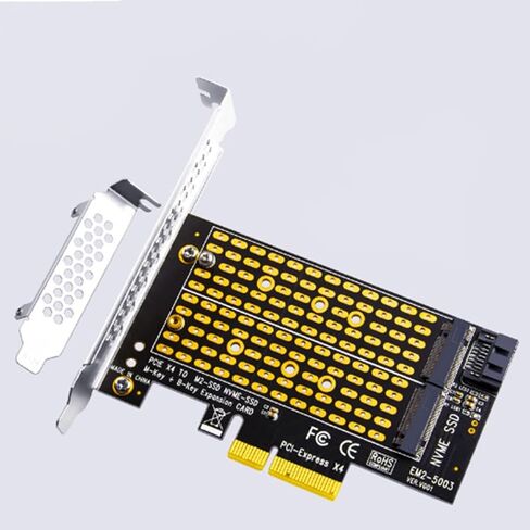 JMT M2 NGFF M KEY B-KEY SSD ADAPTER CARD M.2 إلى PCI-E 3.0 X4 بطاقة تمدد عالية السرعة 1/2/4 BAY SATA محول لبطاقة تحويل SSD 2230-22110 (EM2-5003) in Kuwait