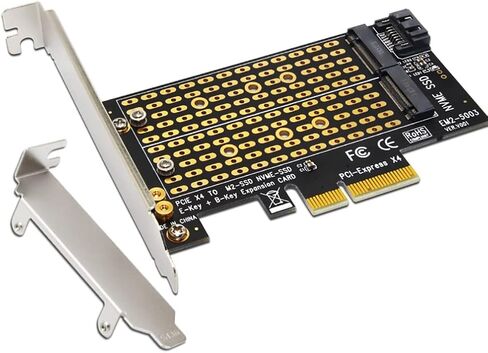 JMT M2 NGFF M KEY B-KEY SSD ADAPTER CARD M.2 إلى PCI-E 3.0 X4 بطاقة تمدد عالية السرعة 1/2/4 BAY SATA محول لبطاقة تحويل SSD 2230-22110 (EM2-5003) in Kuwait