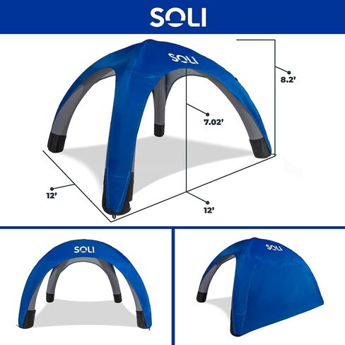 SOLI: Air Canopy 12' - Ultra Marine Blue - Outdoor & Beach Self-Inflating Sun Tent, Shade Wall, UPF 50+, Pump-Stakes, Lightweight & Portable, Backpack in Saudi Arabia