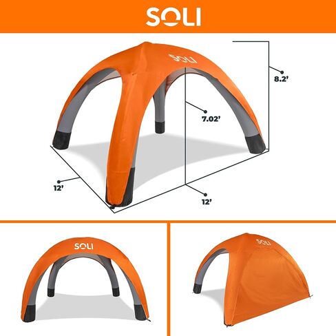 Soli: Air Canopy 12 ' - Ultra Marine Blue - Outdoor & Beach Selfing Sun Tent ، Gall Gall ، UPF 50 ، ومخاطر المضخة ، وخفيفة الوزن ومحمولة ، حقيبة تحمل على الظهر in Kuwait