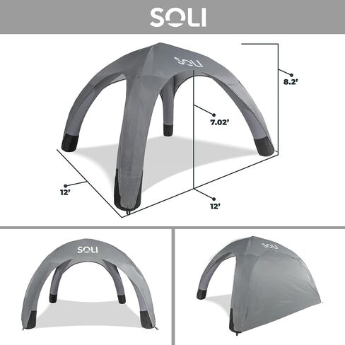 SOLI: Air Canopy 12' - Ultra Marine Blue - Outdoor & Beach Self-Inflating Sun Tent, Shade Wall, UPF 50+, Pump-Stakes, Lightweight & Portable, Backpack in Saudi Arabia