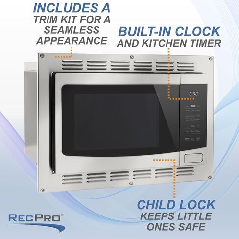 RecPro RV Kitchen Air Fryer & Convection Microwave with Trim Kit | 1.0 Cu. Ft. | 120V | 6 Cooking Modes (Stainless Steel) in Saudi Arabia