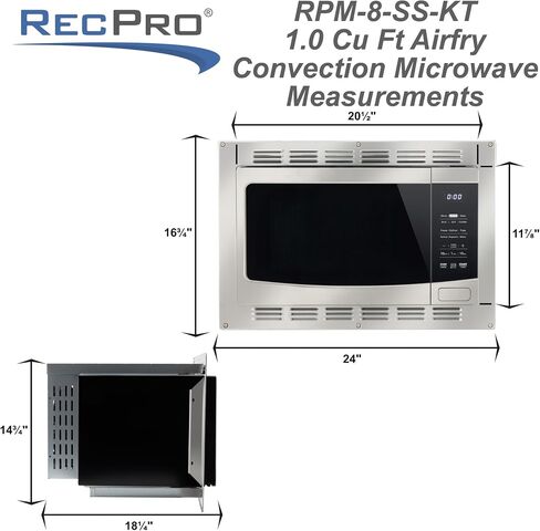 RecPro RV Kitchen Air Fryer & Convection Microwave with Trim Kit | 1.0 Cu. Ft. | 120V | 6 Cooking Modes (Stainless Steel) in Saudi Arabia