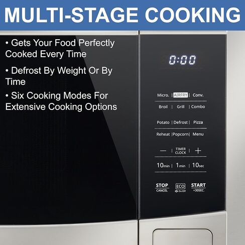 RecPro RV Kitchen Air Fryer & Convection Microwave with Trim Kit | 1.0 Cu. Ft. | 120V | 6 Cooking Modes (Stainless Steel) in Saudi Arabia