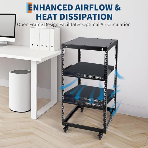 20U Open Frame Server Rack ، 23 ''-40 '' عمق قابل للتعديل ، حامل الجدار ورف الشبكة الدائمة المجانية مع 4 عجلات قابلة للقفل و 2pcs 1U رف خادم رف ، يحمل كل رف معدات تكنولوجيا المعلومات/AV الخاص بك in Kuwait