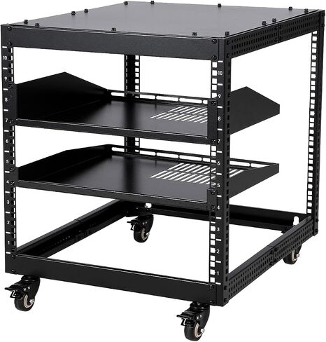 20U Open Frame Server Rack, 23''-40'' Adjustable Depth, Wall Mount & Free Standing Network Rack with 4 Lockable Casters & 2pcs 1U Server Rack Shelf, Holds All Your IT/AV Equipment Rack in Saudi Arabia
