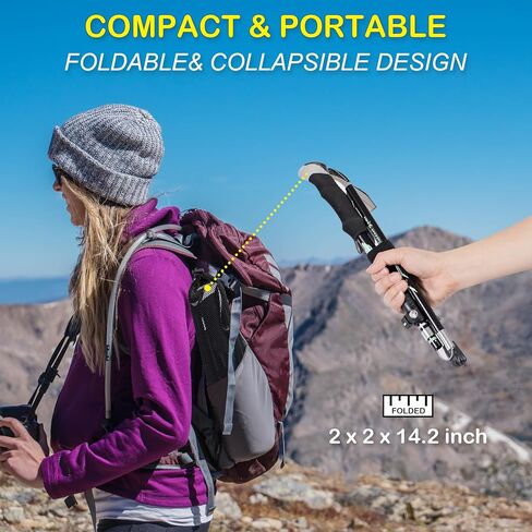 Adjustable Walking Trekking Sticks - Lightweight Collapsible Aluminum Hiking Poles With EVA Foam Handles for Women & Men in Kuwait