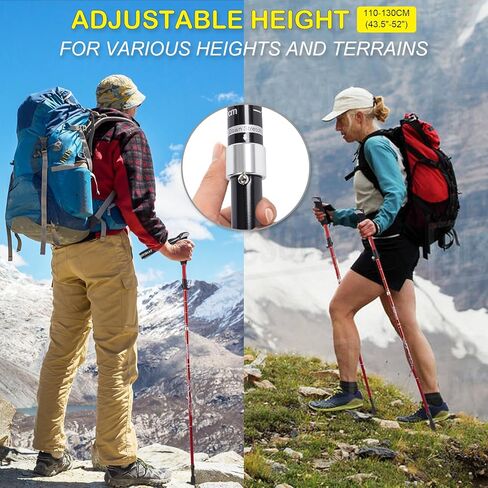 Adjustable Walking Trekking Sticks - Lightweight Collapsible Aluminum Hiking Poles With EVA Foam Handles for Women & Men in Kuwait