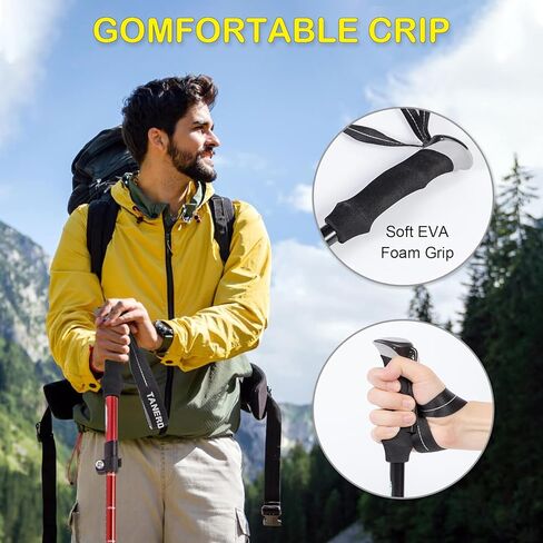 Adjustable Walking Trekking Sticks - Lightweight Collapsible Aluminum Hiking Poles With EVA Foam Handles for Women & Men in Kuwait