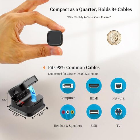 12 Pack Cable Management Clips, M-Xeotei 2-in-1, Magnetic and Adhesive,Cable Holder, Multi-Surface Cord Organizer for Metal/Wood/Plastic, Space Saving Switchable Base Works on Desk/Car/Office (Black) in Saudi Arabia