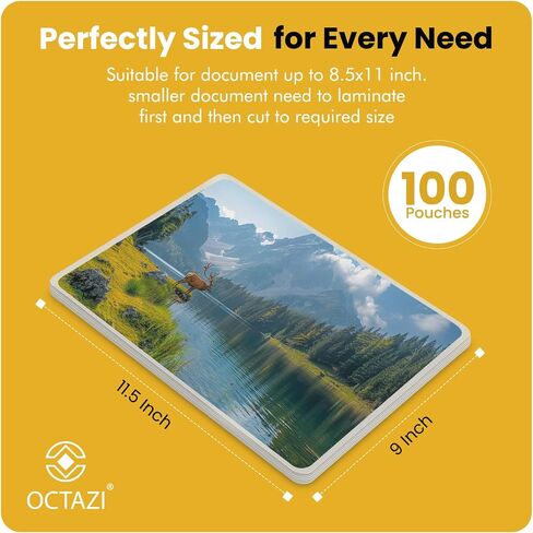 Thermal Laminating Pouches 3MIL – 100 Pack, 9 x 11.5 Inches – Glossy, Photo-Safe, Waterproof, Compatible with All Thermal Laminators – Letter Size Sheets for Documents, Photos, Menus & More. in Saudi Arabia