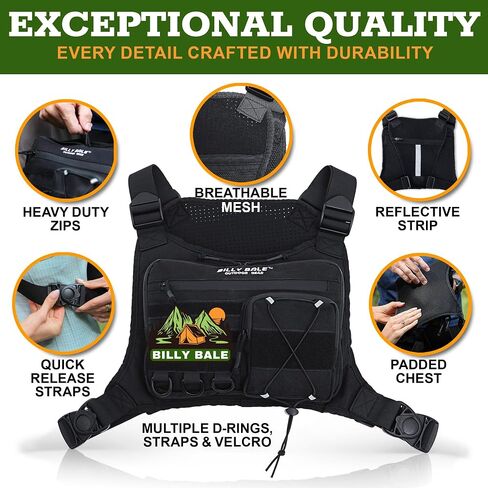 Sports Chest Bag – Lightweight, Outdoor Water-Resistant Adjustable EDC Front Tactical Pack for Hunting, Hiking, Running, Cycling, Travel - Compact & Durable Vest For Men & Women in Saudi Arabia