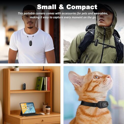 4K Mini Body Camera 128GB - Action Body Cam مع الصوت والفيديو - يدي الإبهام مجانًا مسجّل للماء الكاميرات القابلة للارتداء - POV Worn Portable Camcorder - للعمل in Kuwait