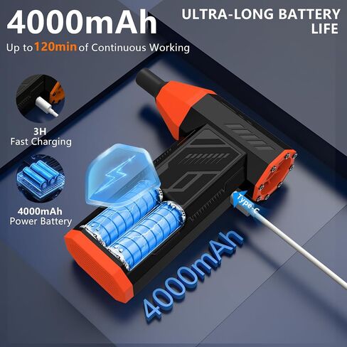 AIR AIR DUSTER-130000RPM DUTER AIR ELECTRY COMPLICENT CONCELING CLEANING CLEANTING ， 4 سرعات توربو مروحة توربو قابلة لإعادة الاستخدام القابلة لإعادة الاستخدام للسيارة وسرير الهواء والهواء في الهواء الطلق والمنزل in Saudi Arabia