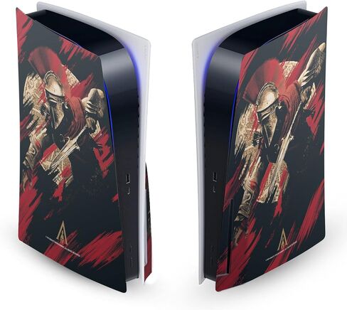 تصميمات القضية الرئيسية مرخصة رسميا Assassin's Creed Alexios مع Spear Odyssey Artsey Artsey Vinyl Faceplate Sticker Gaming Skin Skin Cover متوافقة مع Sony PlayStation 5 PS5 Disc Edition Console in Saudi Arabia