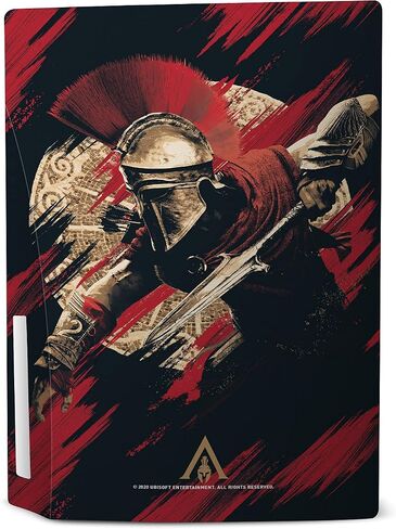 تصميمات القضية الرئيسية مرخصة رسميا Assassin's Creed Alexios مع Spear Odyssey Artsey Artsey Vinyl Faceplate Sticker Gaming Skin Skin Cover متوافقة مع Sony PlayStation 5 PS5 Disc Edition Console in Saudi Arabia