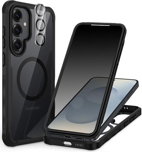 Cenhufo Magnetic لـ Samsung Galaxy S25 Plus ، غطاء هاتف الخصوصية مع واقي شاشة خصوصية زجاجي مضاد مضاد للمضادات الزجاجية ومضاد للكاميرا واقي من الصدمة - أسود مقاوم للصدمات in Kuwait