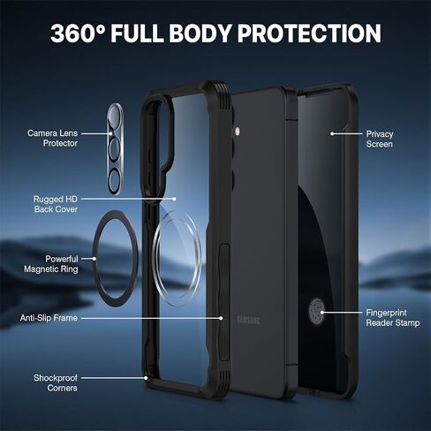Cenhufo Magnetic لـ Samsung Galaxy S25 Plus ، غطاء هاتف الخصوصية مع واقي شاشة خصوصية زجاجي مضاد مضاد للمضادات الزجاجية ومضاد للكاميرا واقي من الصدمة - أسود مقاوم للصدمات in Kuwait