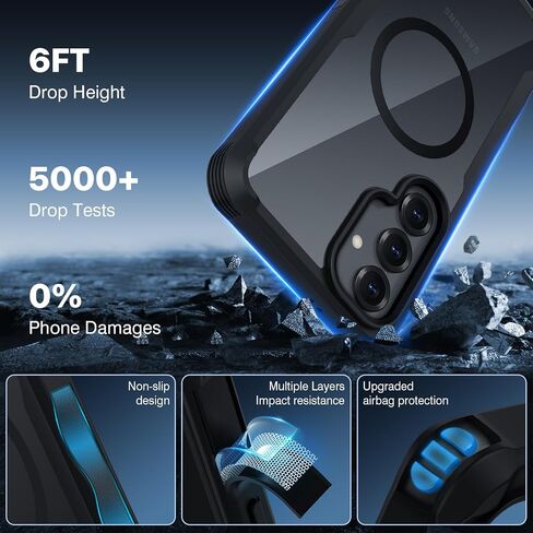 Cenhufo Magnetic لـ Samsung Galaxy S25 Plus ، غطاء هاتف الخصوصية مع واقي شاشة خصوصية زجاجي مضاد مضاد للمضادات الزجاجية ومضاد للكاميرا واقي من الصدمة - أسود مقاوم للصدمات in Kuwait