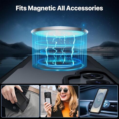 Cenhufo Magnetic لـ Samsung Galaxy S25 Plus ، غطاء هاتف الخصوصية مع واقي شاشة خصوصية زجاجي مضاد مضاد للمضادات الزجاجية ومضاد للكاميرا واقي من الصدمة - أسود مقاوم للصدمات in Kuwait