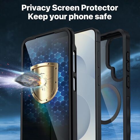 Cenhufo Magnetic لـ Samsung Galaxy S25 Plus ، غطاء هاتف الخصوصية مع واقي شاشة خصوصية زجاجي مضاد مضاد للمضادات الزجاجية ومضاد للكاميرا واقي من الصدمة - أسود مقاوم للصدمات in Kuwait