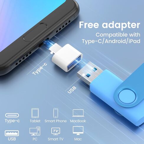 محرك أقراص فلاش 1 جيجابايت، 2 حزمة، Wooolken USB 2.0 Thumb Drives Memory Stick | تصميم دوار على شكل عصا USB مع ضوء LED وأسلاك للنسخ الاحتياطي لتخزين البيانات in Kuwait