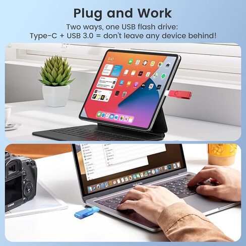 محرك أقراص فلاش 1 جيجابايت، 2 حزمة، Wooolken USB 2.0 Thumb Drives Memory Stick | تصميم دوار على شكل عصا USB مع ضوء LED وأسلاك للنسخ الاحتياطي لتخزين البيانات in Kuwait