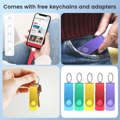 محرك أقراص فلاش 1 جيجابايت، 2 حزمة، Wooolken USB 2.0 Thumb Drives Memory Stick | تصميم دوار على شكل عصا USB مع ضوء LED وأسلاك للنسخ الاحتياطي لتخزين البيانات in Kuwait