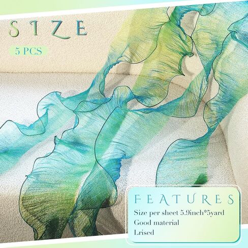 Newwiee 25 Yards Iridescent Fabric Ruffle Pleated Chiffon Trim Organza Ruffled Fabric Chiffon Iridescent Ribbon Pleated Lace Fabric Trim for Sewing Dress Bag Costume Decoration Trimming Craft in Saudi Arabia
