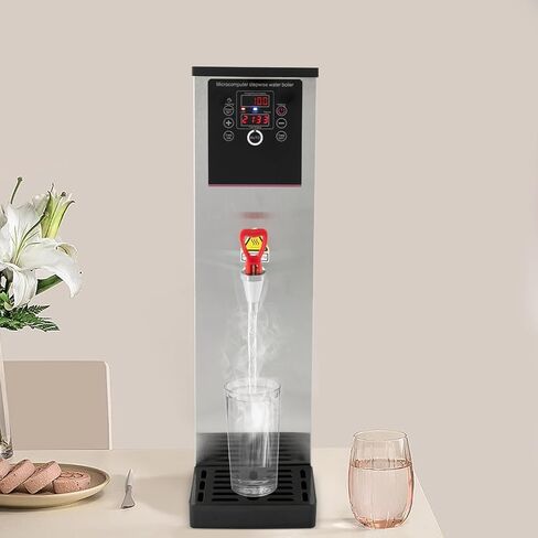 غلاية المياه التجارية 2500W التدفئة الأوتوماتيكية موزع المياه موزع الطاولة غلاية المياه للشاي والمقاهي والمطاعم والمنازل والمكاتب 15L أسود/فضية (أسود) in Kuwait