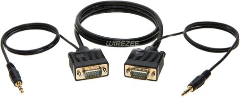 كابل VGA SVGA Super Video Cord Male 15 PIN مع 3.5 سلك شاشة الصوت (3 أقدام) in Kuwait