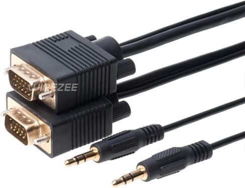كابل VGA SVGA Super Video Cord Male 15 PIN مع 3.5 سلك شاشة الصوت (3 أقدام) in Kuwait
