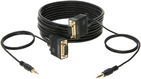كابل VGA SVGA Super Video Cord Male 15 PIN مع 3.5 سلك شاشة الصوت (3 أقدام) in Kuwait