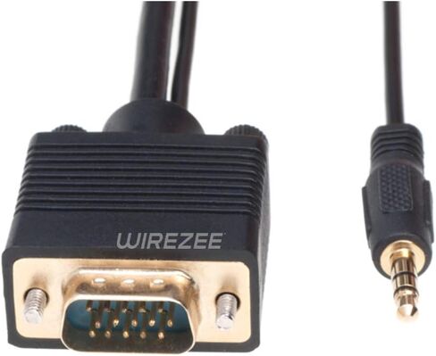 كابل VGA SVGA Super Video Cord Male 15 PIN مع 3.5 سلك شاشة الصوت (3 أقدام) in Kuwait