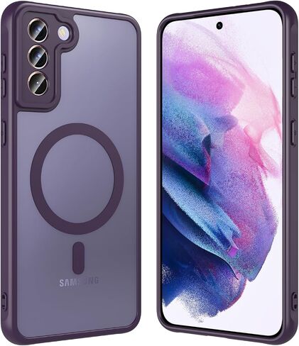 Hensinple for Samsung Galaxy S21 Plus Case with 200% Stronger Magnetic,S21+ Phone case Military-Grade Drop Protection S21 Plus Phone Case 5g Matte Slim for Samsung S21 Plus Case Cover[6.7"]-Purple in Kuwait