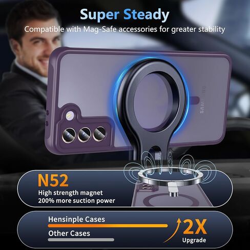 Hensinple for Samsung Galaxy S21 Plus Case with 200% Stronger Magnetic,S21+ Phone case Military-Grade Drop Protection S21 Plus Phone Case 5g Matte Slim for Samsung S21 Plus Case Cover[6.7"]-Purple in Kuwait