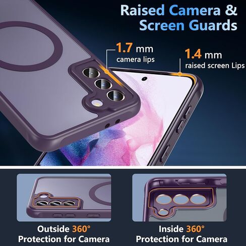 Hensinple for Samsung Galaxy S21 Plus Case with 200% Stronger Magnetic,S21+ Phone case Military-Grade Drop Protection S21 Plus Phone Case 5g Matte Slim for Samsung S21 Plus Case Cover[6.7"]-Purple in Kuwait