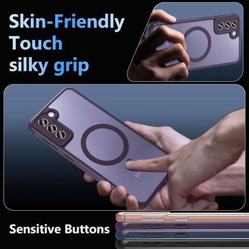 Hensinple for Samsung Galaxy S21 Plus Case with 200% Stronger Magnetic,S21+ Phone case Military-Grade Drop Protection S21 Plus Phone Case 5g Matte Slim for Samsung S21 Plus Case Cover[6.7"]-Purple in Kuwait