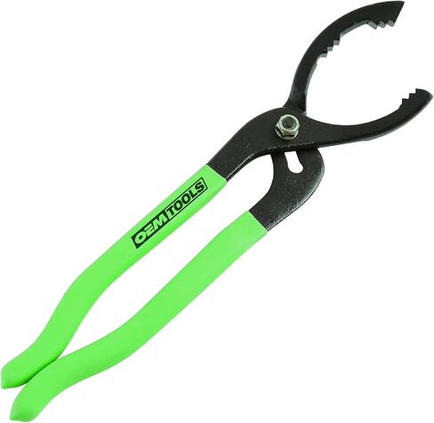 OEMTOOLS 25324 كماشة مفتاح ربط فلتر الزيت، 2 2/5 بوصة إلى 5 بوصة كماشة فلتر زيت قابلة للتعديل، قابض فلتر زيت فولاذي شديد التحمل، فك 20 درجة، أخضر وأسود in Saudi Arabia