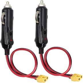 (2Pack 16AWG XT60 to Cigarette Lighter Cable,12V Cigarette Lighter Male Plug to XT60 Female Adapter Extension Cable Compatible for Freestyle FPV Drones Battery Charging Cable.(0.3m/1ft-F)