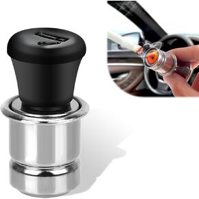Automotive 12V Cigarette Lighter, Pop-Out Metal Plastic Construction Cigarette Sockets Plug, Car Interior Cigarette Lighter Button Replacement Accessories for Most Car Truck Motorcycle
