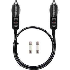 Heavy-Duty 20A 2ft / 0.6m 14 AWG Male to Male Plug Cigarette Lighter Charger Cord with LED Indicator and 20A Fuse Protection on Both Plugs